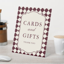 Oud Geld Bourgondië Geruite Trouwkaarten & Cadeaus
