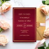 Oud Geld Bourgondië & Goud Elegant Save The Date