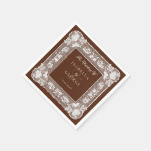 Oud Geld Bruine Vintage Kant Trouw Servet