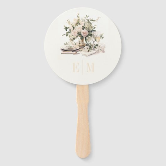 Oud Geld Champagne en Blush Huwelijksprogramma Handwaaier (Voorkant)