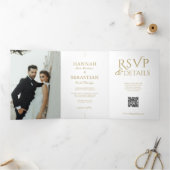 Oud geld  Crest bruiloft trifold uitnodiging (Binnen)