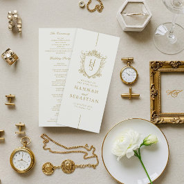 Oud geld Crest Wedding Program Kaart