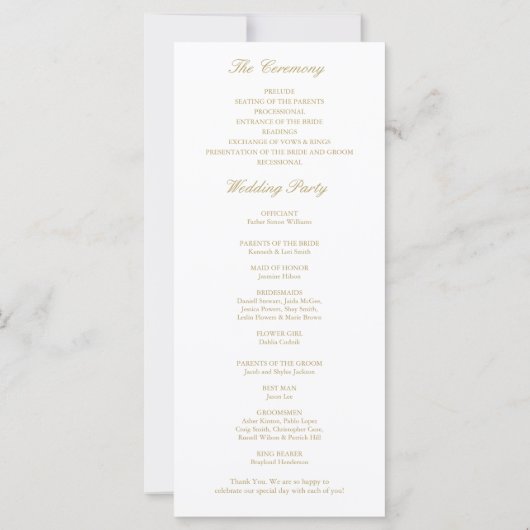 Oud geld  Crest Wedding Program Kaart (Achterkant)