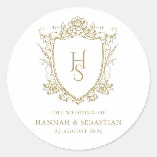 Oud geld  Crest Wedding Ronde Sticker (Voorkant)