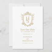 Oud geld  Crest Wedding Save The Date (Voorkant)