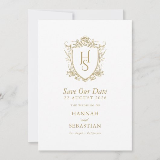 Oud geld  Crest Wedding Save The Date (Voorkant)
