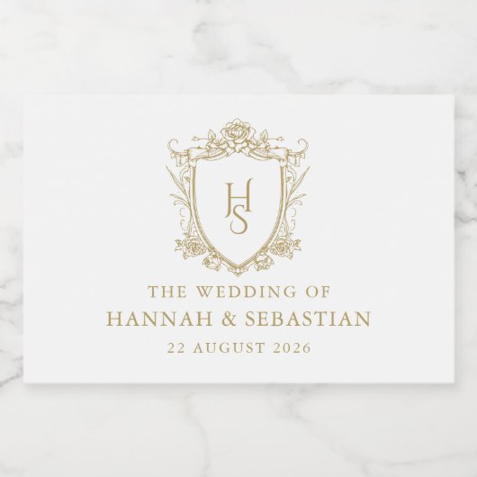 Oud geld  Crest Wedding Sparkling Wijnetiket (Enkel label)