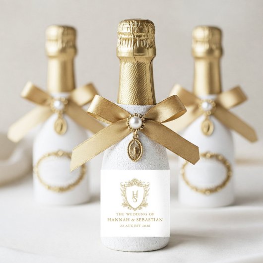 Oud geld  Crest Wedding Sparkling Wijnetiket