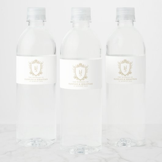 Oud geld  Crest Wedding Waterfles Etiket (Flessen)
