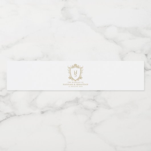 Oud geld  Crest Wedding Waterfles Etiket (Enkel label)