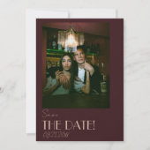 Oud Geld Dieprood Goud Retro Foto Huwelijk Save The Date (Voorkant)