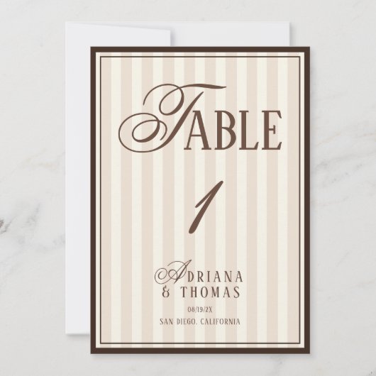 Oud Geld Espresso Tafelnummer Bruiloft (Voorkant)