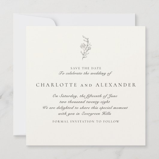 Oud geld esthetische bruiloft bespaar de datum kaart (Voorkant)