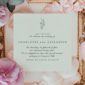 Oud geld esthetische bruiloft bespaar de datum kaart