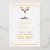 Oud geld esthetische bruiloft repetitie diner folie uitnodiging (Voorkant)