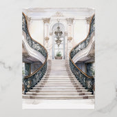 Oud geld esthetische bruiloft repetitie diner folie uitnodiging (Achterkant)