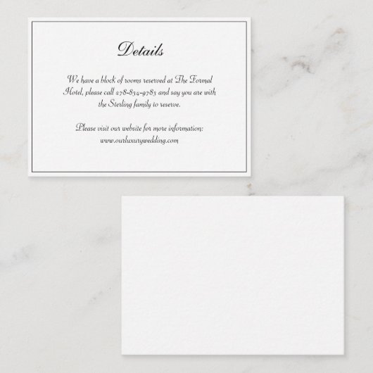 Oud Geld Esthetische Monogram Kreeft Trouwdetails Informatiekaartje (Voorkant / Achterkant)