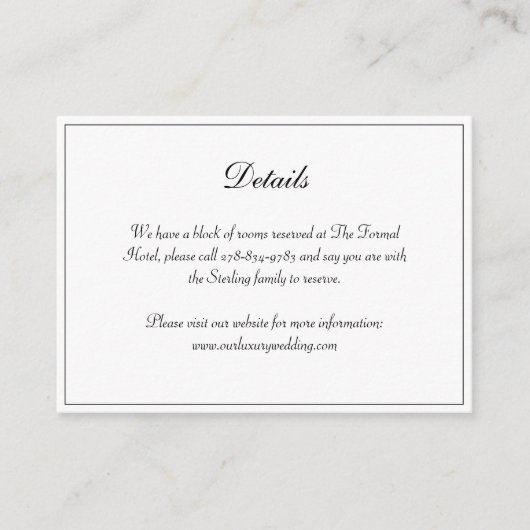 Oud Geld Esthetische Monogram Kreeft Trouwdetails Informatiekaartje (Voorkant)