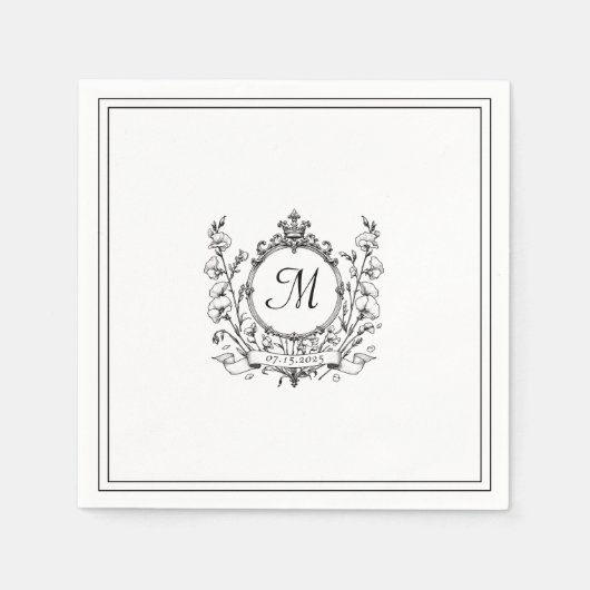 Oud Geld Esthetische Monogram Kreeft Trouwen Servet (Voorkant)