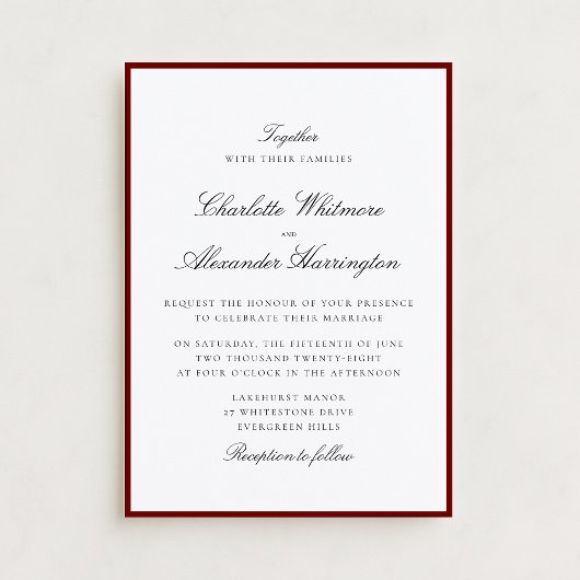 Oud Geld Esthetische Rode Grens Huwelijksuitnodigi Kaart