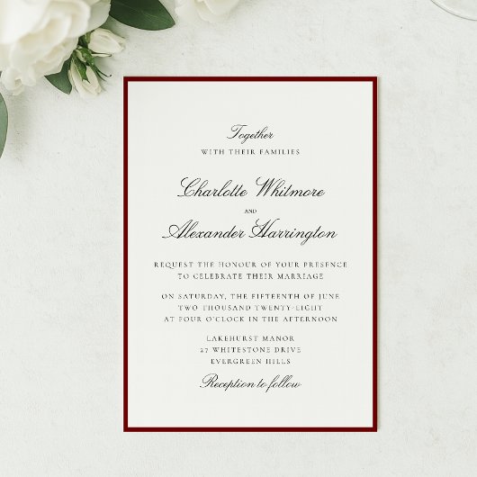 Oud Geld Esthetische Rode Grens Huwelijksuitnodigi Kaart