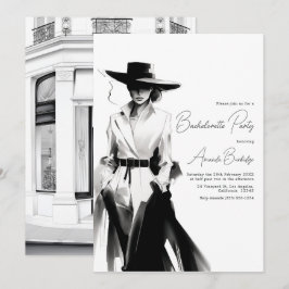 Oud geld esthetische zwart-wit vrijgezellenfeest kaart