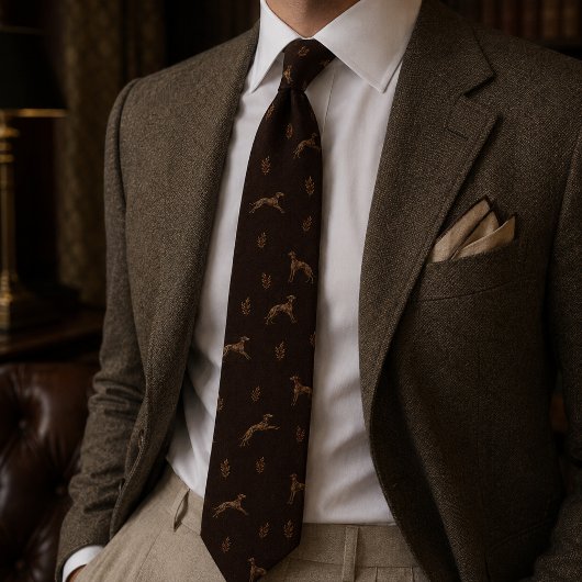 Oud Geld Grijs Windhond Gebreid Tweed Stropdas