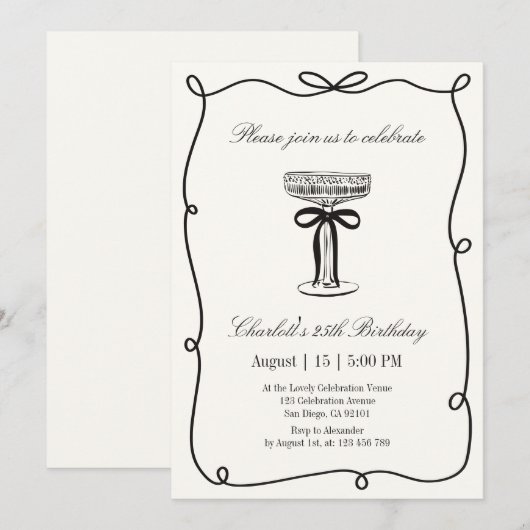 Oud geld, grillige Hand getrokken verjaardag Kaart (Voorkant / Achterkant)