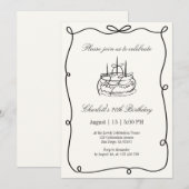 Oud geld, Hand getrokken verjaardagstaart, verjaar Kaart (Voorkant / Achterkant)