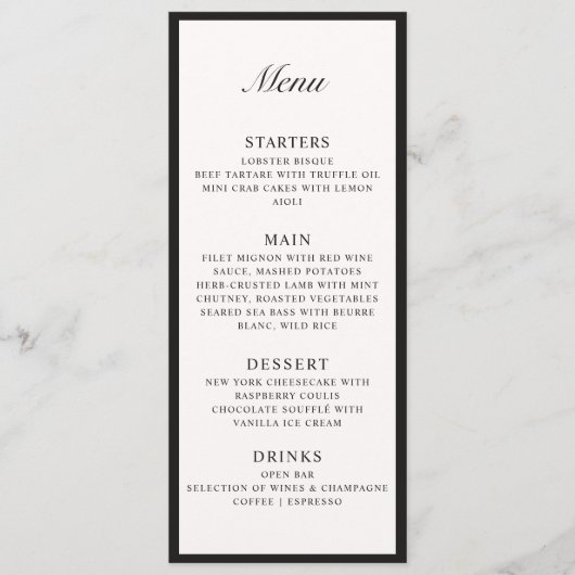 Oud Geld Ingelijste Ivoor Huwelijk Flat Menu (Voorkant)