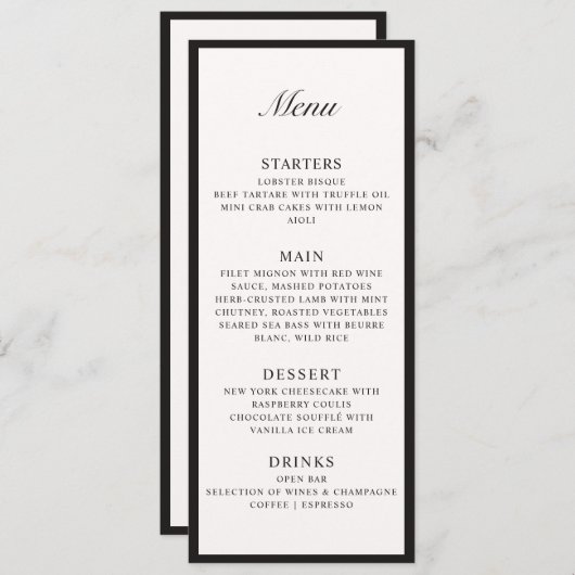 Oud Geld Ingelijste Ivoor Huwelijk Flat Menu (Voorkant / Achterkant)