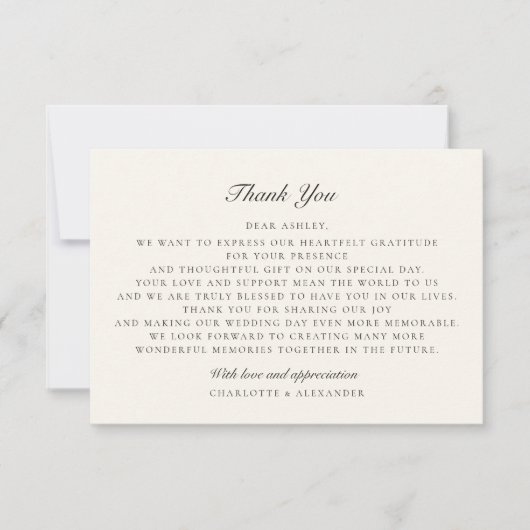 Oud geld, ivoor, bruiloft bedankkaart (Voorkant)