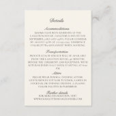 Oud geld, ivoor bruiloft details informatiekaartje (Voorkant)