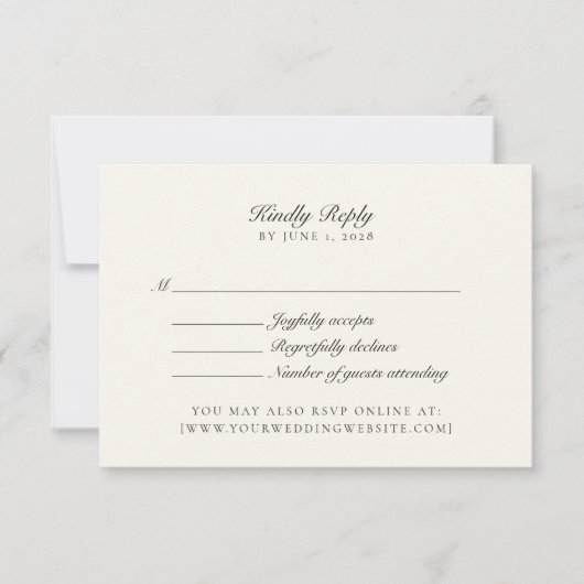 Oud geld, ivoren bruiloft RSVP (Voorkant)
