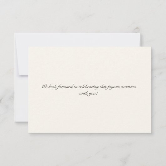 Oud geld, ivoren bruiloft RSVP (Achterkant)