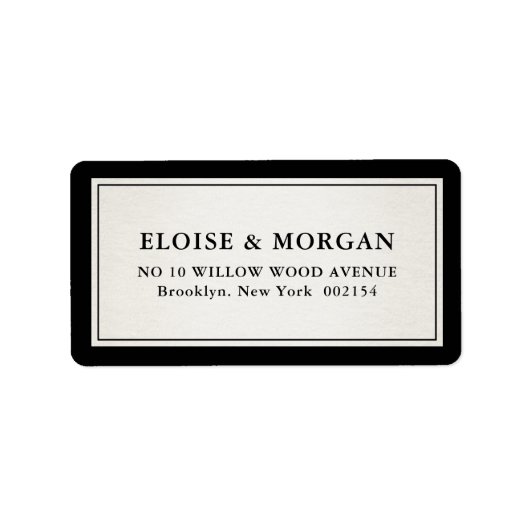 Oud geld Modern formeel zwart luxe chic bruiloft Etiket (Voorkant)