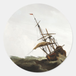 Oud Geld Nautilus Scheepsenvelopsticker Ronde Sticker