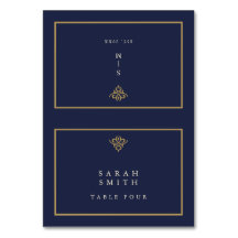 Oud Geld Navy Blauwe Huwelijks Tafel Plaatskaart