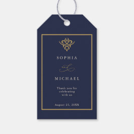 Oud Geld Navy Blauwe Huwelijkscadeautag Cadeaulabel