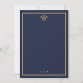 Oud Geld Navy Blauwe Uitnodiging voor Bruidsfeest (Achterkant)