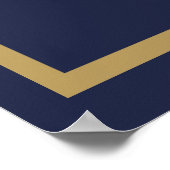 Oud Geld Navyblauw Trouwposter Poster (Hoek)