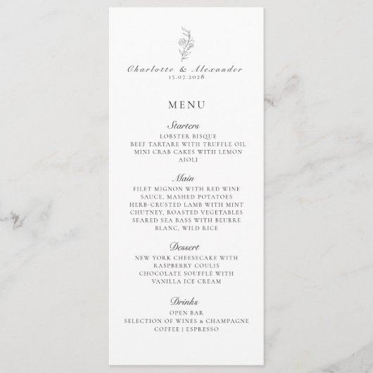 Oud Geld, Neutraal/transp. bg, Wedding Flat Menu (Voorkant)