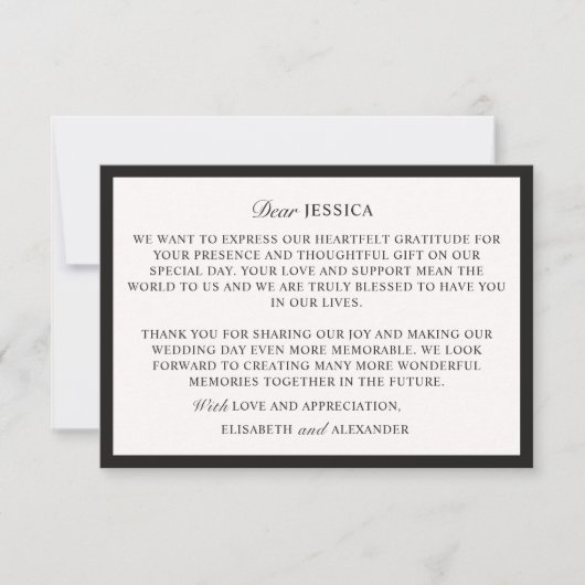 Oud geld, Off-white bruiloft Dank u kaart (Voorkant)