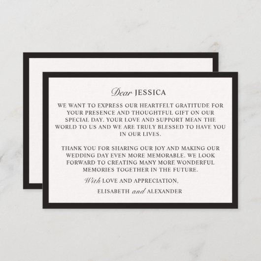 Oud geld, Off-white bruiloft Dank u kaart (Voorkant / Achterkant)