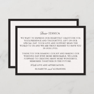 Oud geld, Off-white bruiloft Dank u kaart