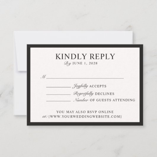 Oud geld, off-white bruiloft RSVP Kaartje (Voorkant)