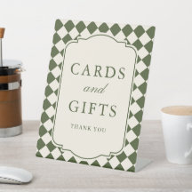 Oud Geld Olijf Geruite Trouwkaarten & Cadeaus