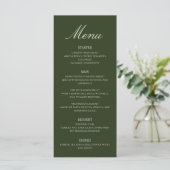 Oud Geld Olijfgroen Elegant Monogram Trouwfeest Menu (Staand voorkant)