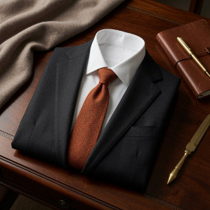 Oud Geld Roest Oranje Birdseye Tweed Stof Stropdas