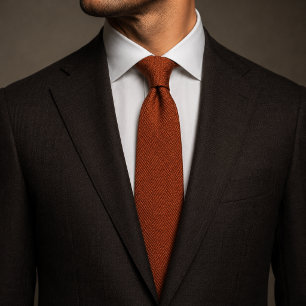 Oud geld roest oranje herringbone tweed stof stropdas